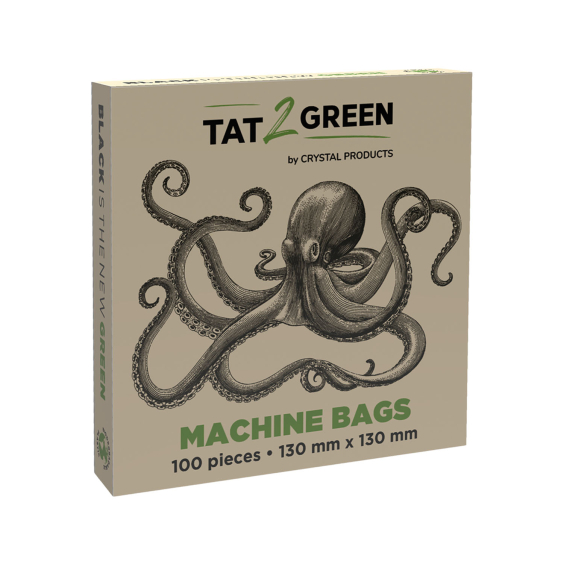 Box of 100 Tat2Green - Black Machine Bags - 130mm x 130mm