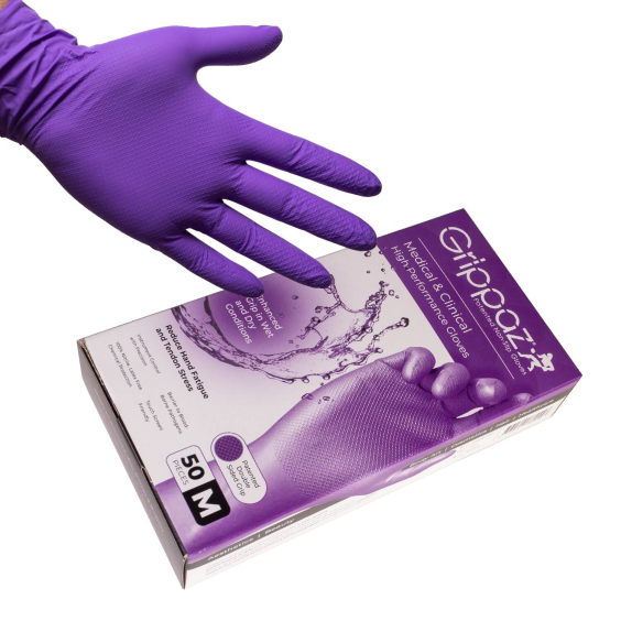 Box of 50 Grippaz Violet Blue Nitrile Gloves