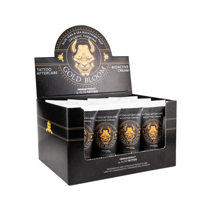 Aloe Tattoo Gold Bloom New Formula Aftercare Tubes Display 12x30g