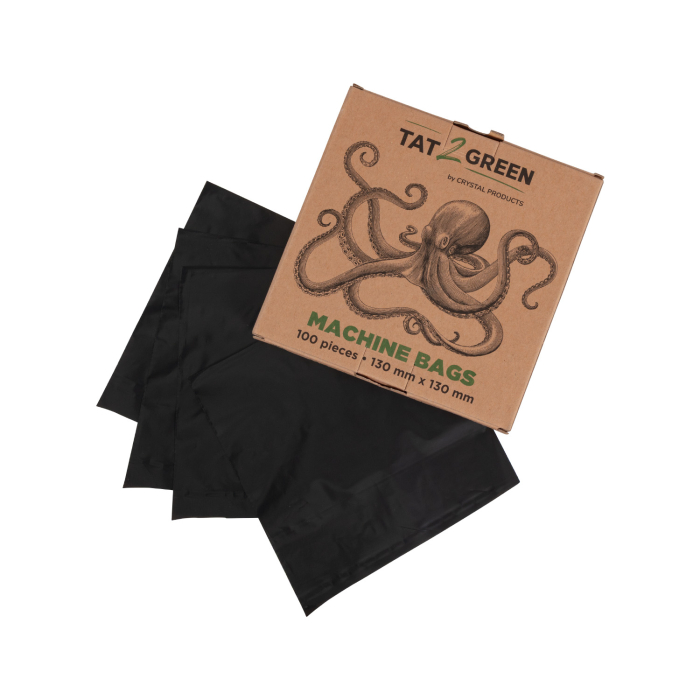 Box of 100 Tat2Green - Black Machine Bags - 130mm x 130mm