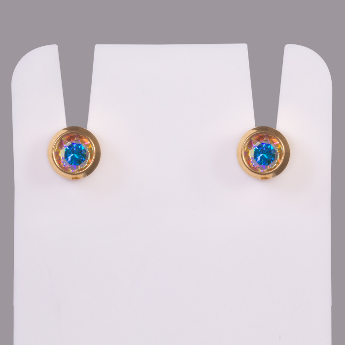 Studex Regular Rainbow Crystal Bezel - Gold Plated