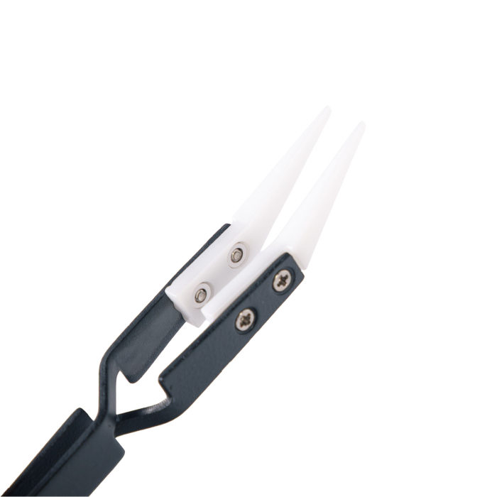 Black Angled Jewellery Tweezers with Ceramic Tip - Aces Supply