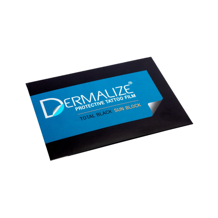 Pack of 5 Pre-Cut Sheets of Dermalize Pro Total Black Sun Block - Protective Tattoo Film - 15 x 10cm