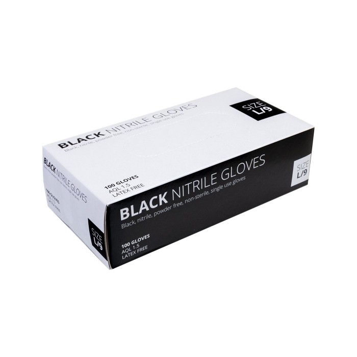 Box of 100 Unigloves Select Black Nitrile Gloves