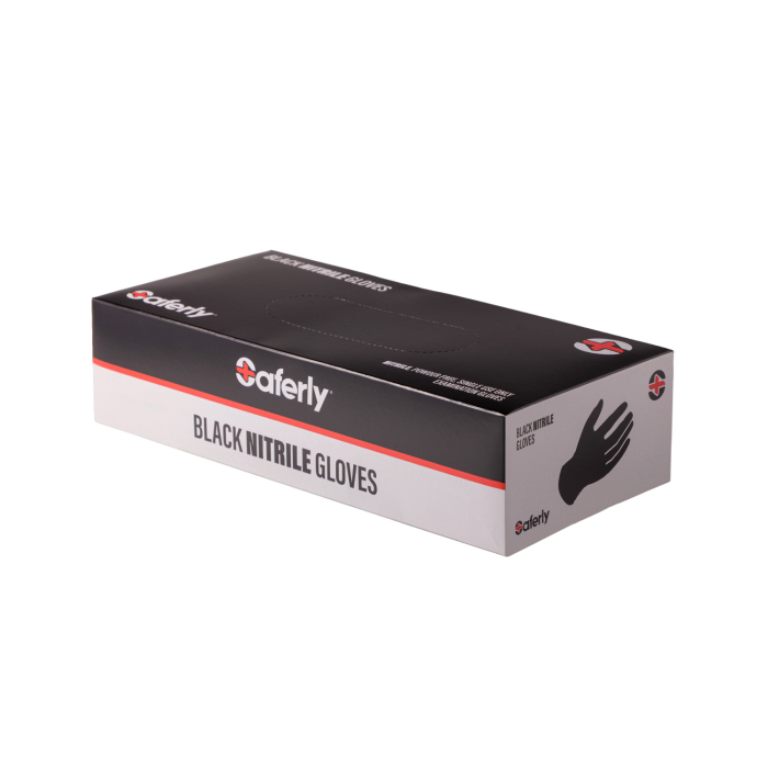 Box of 100 Saferly Black Nitrile Gloves
