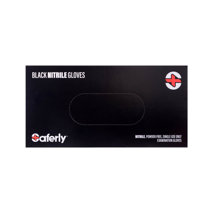 Box of 100 Saferly Black Nitrile Gloves - Case of 10