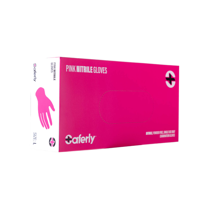 Box of 100 Saferly Pink Nitrile Gloves