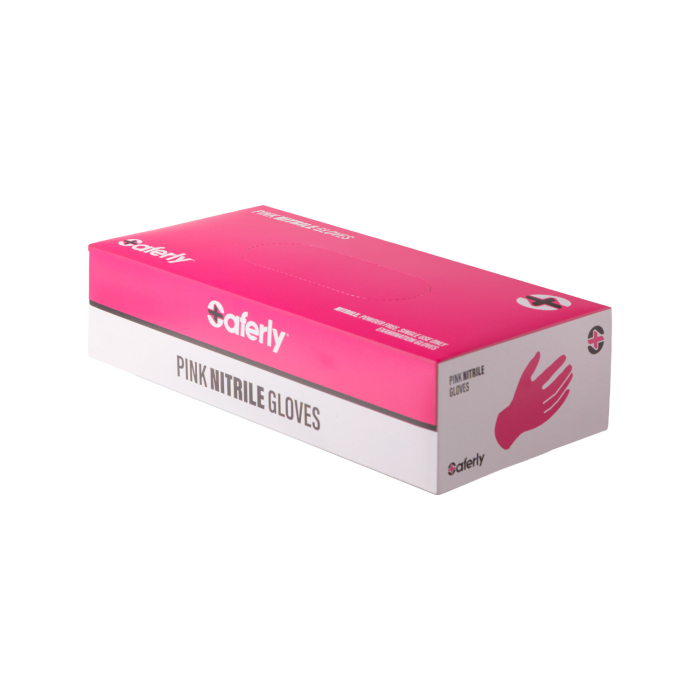 Box of 100 Saferly Pink Nitrile Gloves