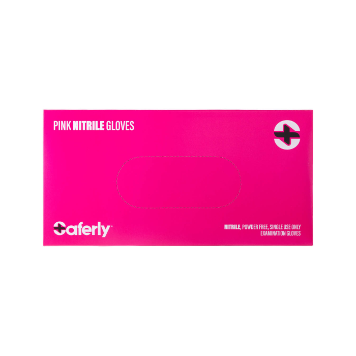Box of 100 Saferly Pink Nitrile Gloves
