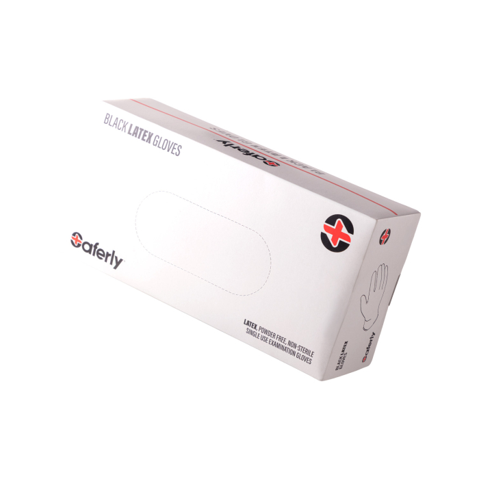 Box of 100 Saferly Black Latex Gloves