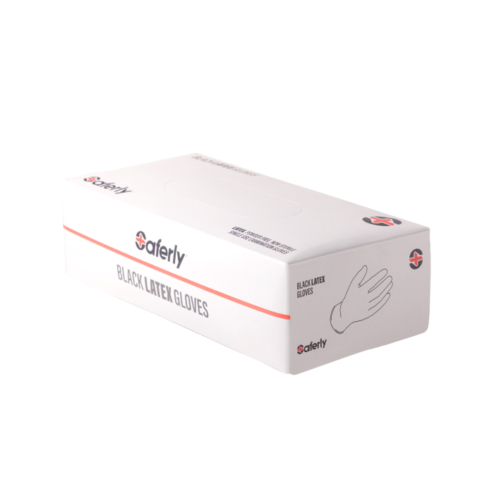 Box of 100 Saferly Black Latex Gloves