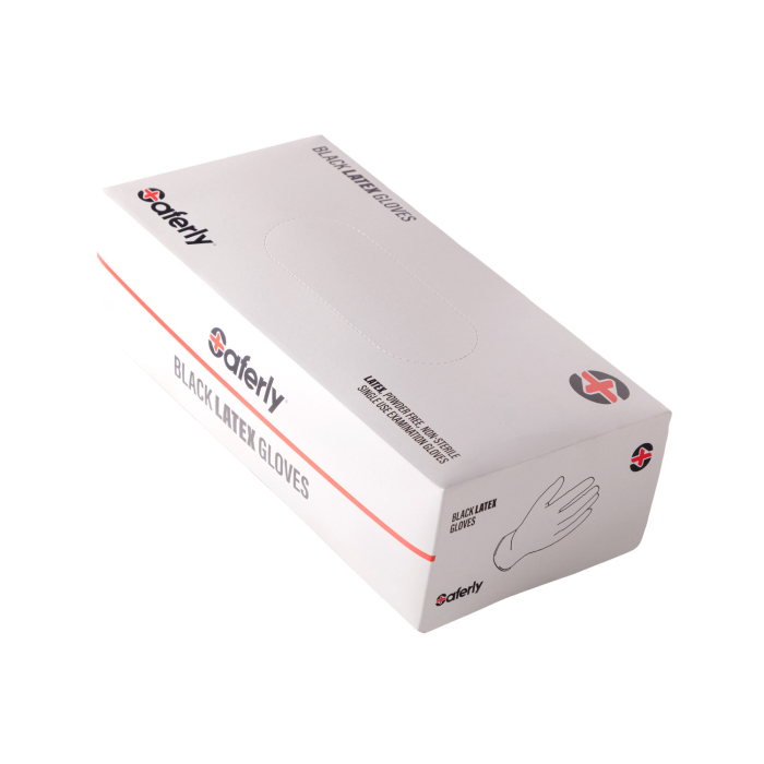 Box of 100 Saferly Black Latex Gloves