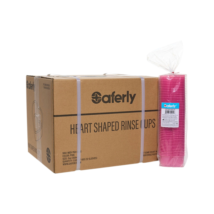 Saferly Heart Shaped Rinse Cups Pink - 150ml (5oz)