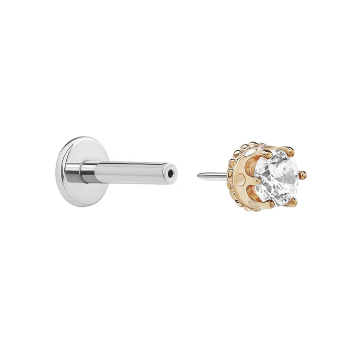 Tilum Threadless Crown with Jewel 14kt Gold