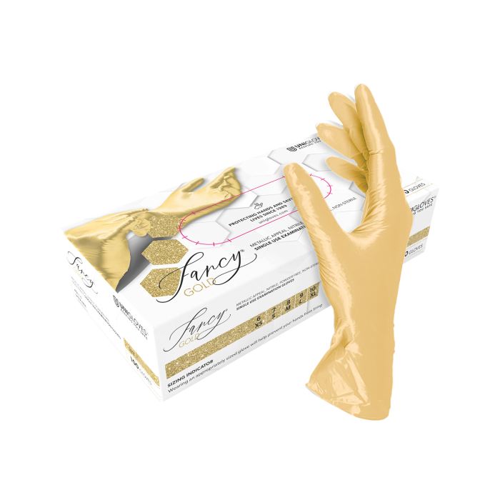 Box of 100 Unigloves Fancy Gloves Nitrile Gold