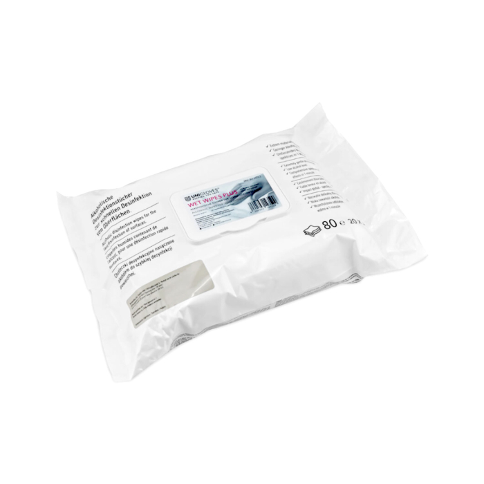 Pack of 80 Unigloves Wet Wipes Plus Aldehyde-Free (250mm x 250mm)