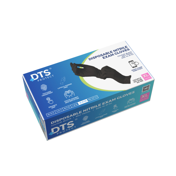 Box of 100 DTS Black Nitrile Gloves