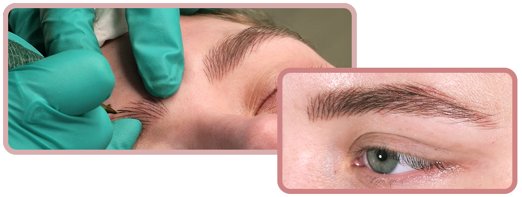 Close up of a brow treatment
