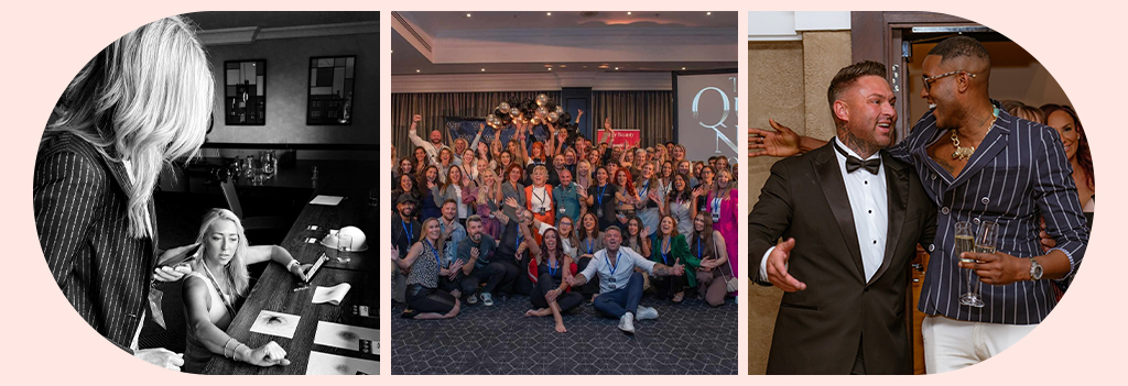Three images of previous PMU events, a group of PMU professionals networking and having fun.