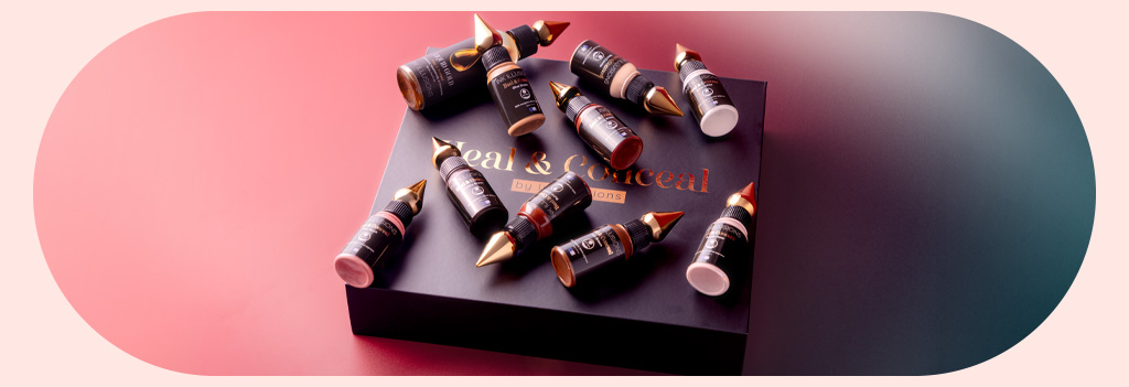 Heal and Conceal all bottles on top of box.
