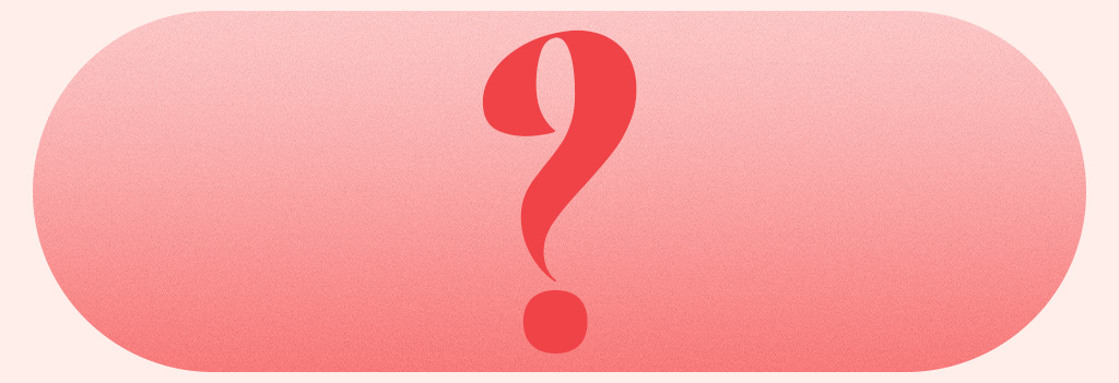 A pink question mark on a lighter pink background